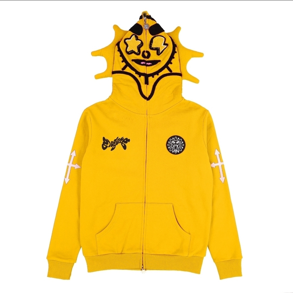 Yellow Glo Gang Hoodie Men's Yellow Graphic Zip-Up Hoodie Jacket